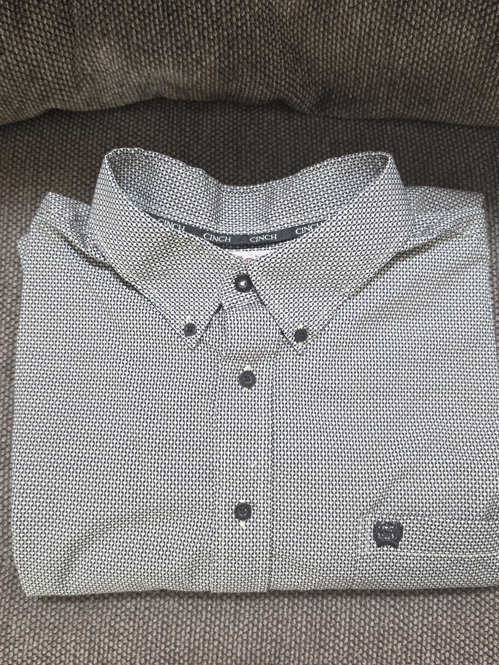 Cinch 100% Cotton Men's Green Gray  Button Up Long Sleeve Western Shirt XL